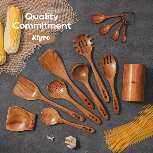 Juego de cucharas de madera para cocinar, utensilios de cocina antiadherentes con 4 piezas Measuri... - Imagen 6 de 8