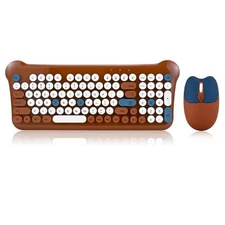 QW05 2.4G Portable Wireless Keyboard Mouse Set Mixed Colors Brown