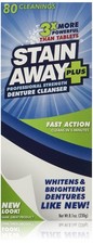 Stain-Away Plus Denture Cleanser, 8.1oz Pack of 3 - Whitens, Brightens