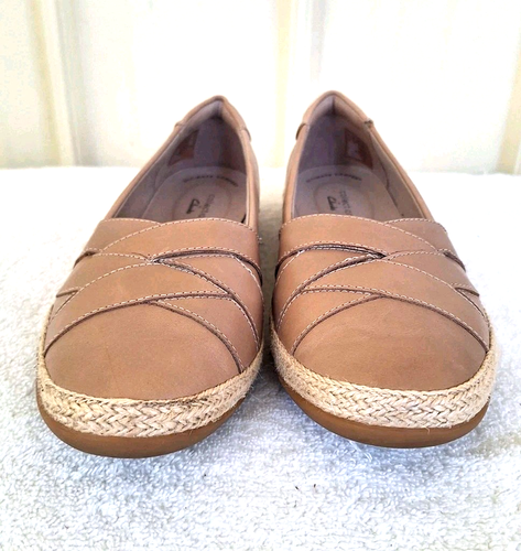 Clarks Collection Espadrillas Ballerine 9,5 Pelle Marrone Tomaia Intrecciata Suola in Gomma - Foto 2 di 8