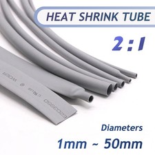 Heat Shrink Tubing 1 - 50mm Cable Heatshrink Sleeving Car 2:1 Ratio Grey