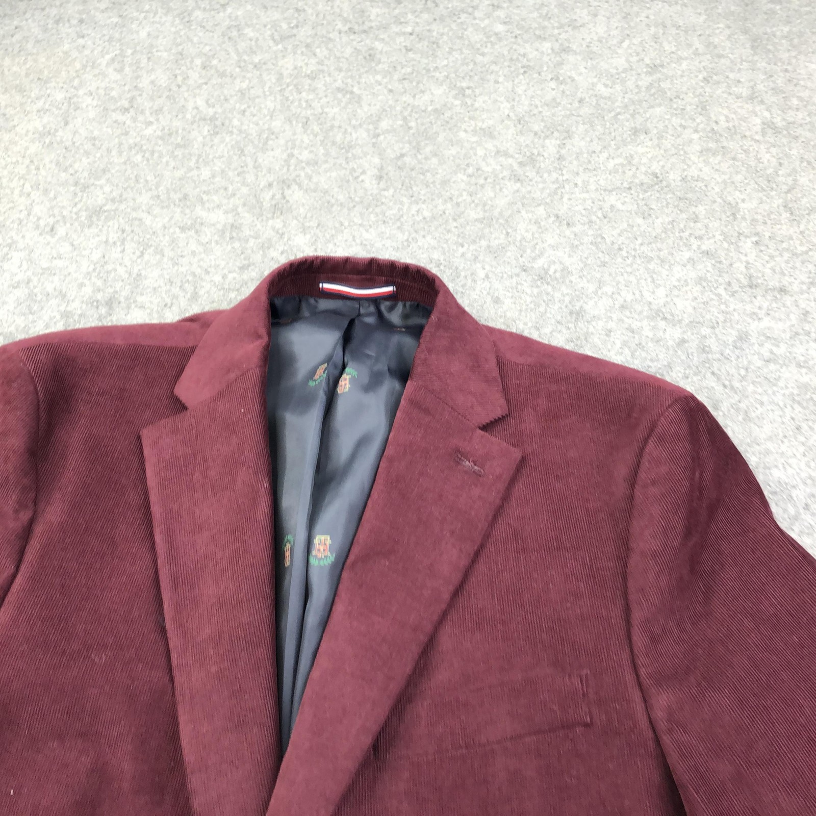 Tommy Hilfiger Blazer Mens 40L Red Corduroy Cotton Spandex Sport Coat Jacket thumbnail 4