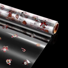 Christmas Cellophane Wrap Roll,Clear Wrapping Paper Large Plastic Paper Wrapp