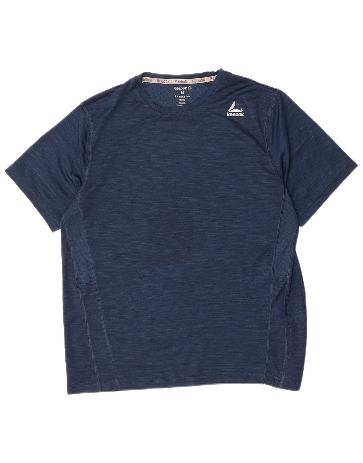 REEBOK Mens T-Shirt Top Medium Navy Blue Flecked Polyester DJ23
