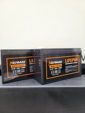 2 Two Nermak LifePo4 Model 12V10Ah 128W Lithium Rechargeble Batteries With Box
