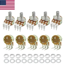 US Stock 10PCS Rotary Potentiometer With Switch ON/OFF Right Angle 3-Pin 1k-500k