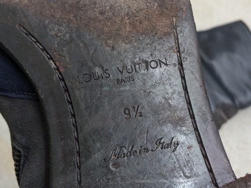Louis Vuitton Side Zip Boots Black Gray Blue Suede Leather Men 10.5 Designer - Picture 19 of 19