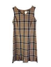 Vintage 90s Womens 10 Luxury Plaid Checks Shift Dress USA Preppy Grunge