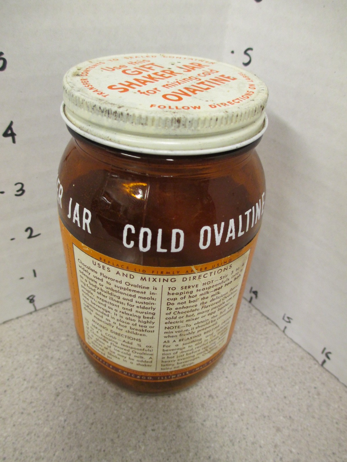 OVALTINE Shake jar 1940s chocolate drink mix Captain Midnight radio show premium