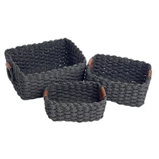 Small Paper Rope Basket Set of 3- Storage Organizing Baskets for HomeDesktop ...