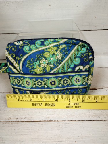 Vera Bradley Small Cosmetic Makeup Bag In Rhythm And Blues Zipper Closure. - Afbeelding 7 van 8