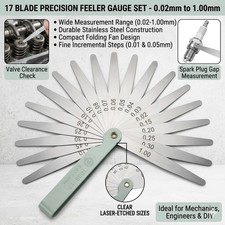 Stainless steel feeler gauge with 17 blades 0.02-1.00mm motorbike pitbike monkey