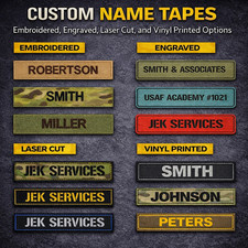Custom Name Tape Patch   Personalized Text 3-5"  Sew, Iron-On, Hook  Loop
