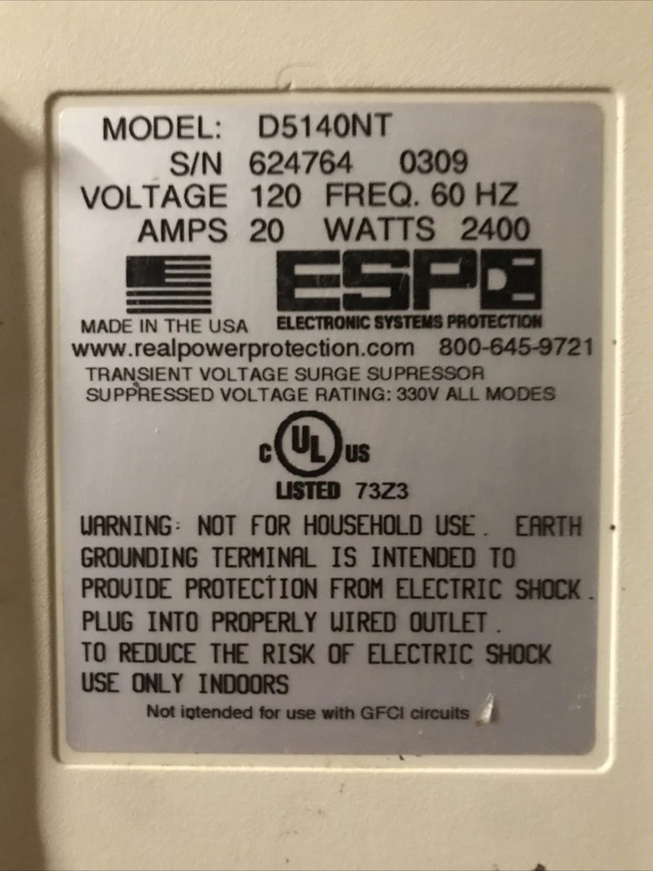 ESP Electronic Systems Protection D5140NT Transient Voltage Surge Suppressor. - Image 3 of 4