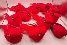 11 Soft Felt Foam Red Cardinal Birds Clip On Christmas Tree Holiday Decor 5.5"