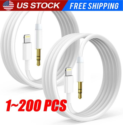 #ad iPhone 7 8 X XR 11 12 13 Pro Max 8 Pin to 3.5mm AUX Audio Car Adapter Cord LOT $251.21