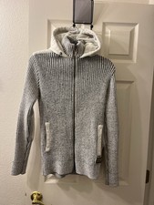 Nick Danger Ribbed Knit Zip Up Hoodie Gray Full Zip Sweater Jacket Men&rsquo;s M