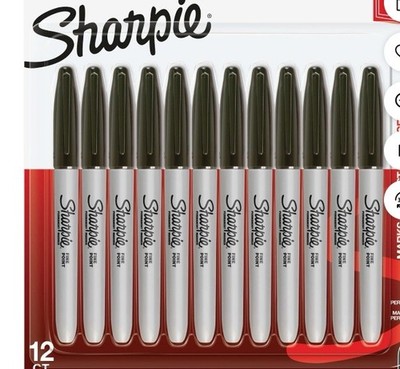 12 Sharpie Black Fine Tip Permanent Markers