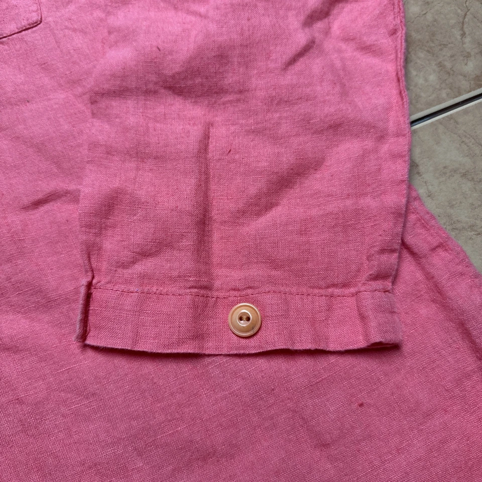 FLAX by Jeanne Engelhart Men’s Sz Small 100% Pink Linen Button Long Sleeve Shirt - Image 2 of 4