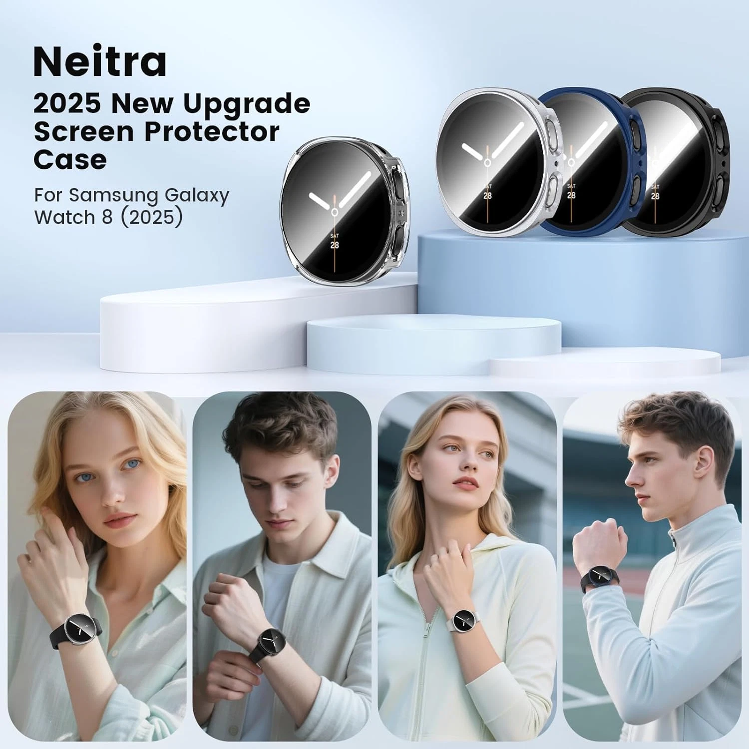 For Samsung Galaxy Watch 8 40 44mm 4 5 Pro 40 /45mm Glass Case Screen Protector - Picture 6 of 11