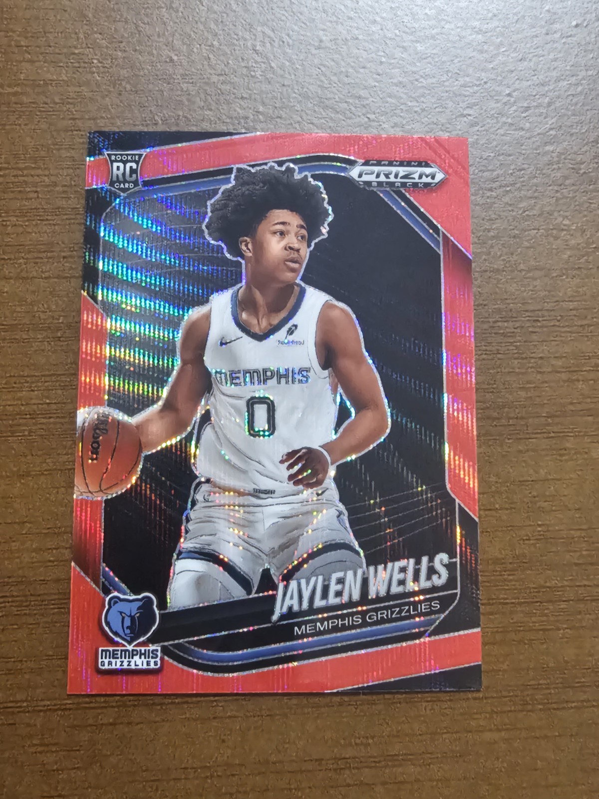 2024-25 Panini Prizm Black Jaylen Wells Red Wave Prizm Rookie #34 NB1