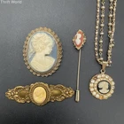 Vintage Cameo Costume Jewelry Lot of 4 Avon Stick Pin Necklace Brooches