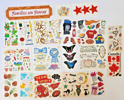 VTG 80s 90s Frances Meyer Scrapbook Stickers - BBQ Monkey Camping Dorm Shopping