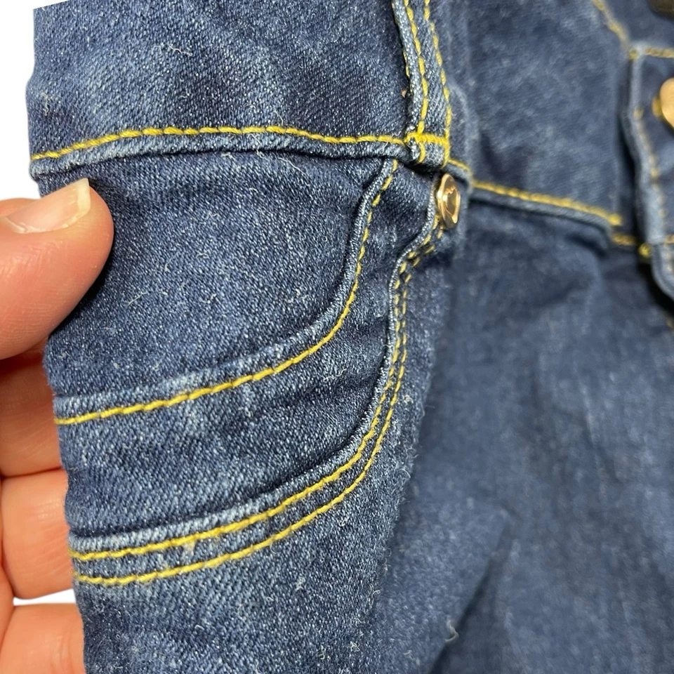 Pantalones de mezclilla ajustados de hilo amarillo 32x30,5 Fashion 2 Love para mujer junior talla 15 Foto 4 de 4