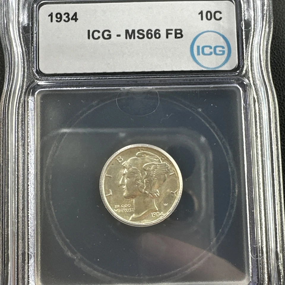 1934 10C ICG MS66FB | BRIGHT WHITE NICE CLEAR FULL BANDS - Image 2 of 4