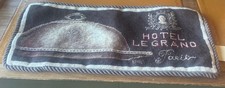 9" x 19" Handmade Black Wool Needlepoint Hotel de Grand Paris Lumbar Pillow Nos