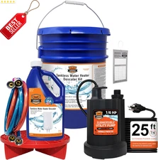 Tankless Water Heater Flush Kit Pump 1/6HP Descaling Solution 25ft Cord US