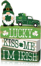 St. Patrick's Day Wooden Table Signs - Gnome Truck Decor for Home  Office
