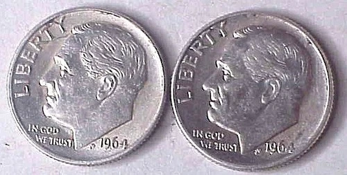 Photo of a 1964-P Roosevelt Dime from an eBay sale