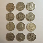 Lot of 12 Mixed  Silver Fifty Cent Coins Circulated Franklin & Standing Liberty