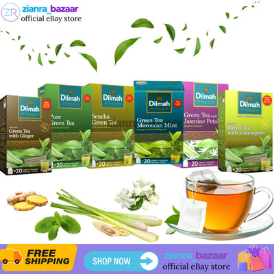 Dilmah Green Tea 20 Tea bags - Pure, Jasmine, Sencha, Mint, Lemongrass or Ginger