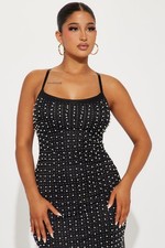 BLACK BODYCON RHINESTONE EMBELLISHED MAXI DRESS LARGE JUNIOR
