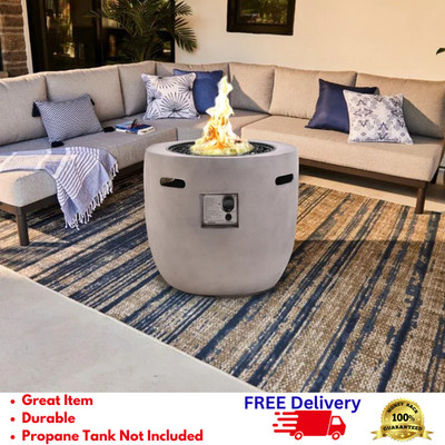 50,000 BTU Propane Fire Pit Table Euro Resin Outdoor Patio Heater & Metal Lid