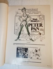 Vintage Walt Disney 1976 PETER PAN press book  Ad Pad Media Theatre Ad Pages