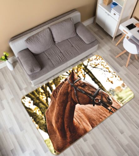 3D Park Tree Horse O79 Animal Non Slip Rug Mat Elegant Photo Carpet Fay