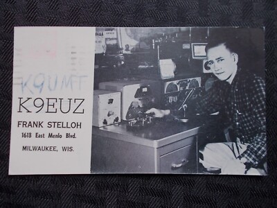 QSL RADIO CARD MILWAUKEE WISCONSIN K9UMT 1960                       C366
