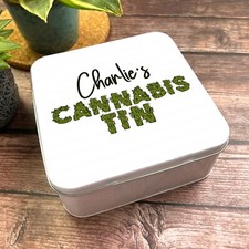 Square Cannabis Font Weed Smoker Personalised Smoking Tin