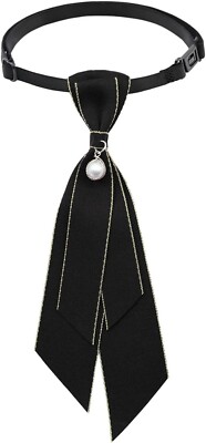Bow Ties for Women, Adjustable Womens Tie with Artificial Pearl for Black