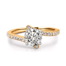  Diamond Engagement Ring 1.30 Ct Round Cut IGI 14K Yellow Gold Lab Grown