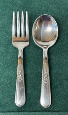 Silver Plate Child  s Fork  Spoon Holmes  Edwards Used Nice 4-1/2  