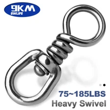 15Pcs Stainless Steel Fishing Swivels Lure Line Connector for Shark & Swordfish