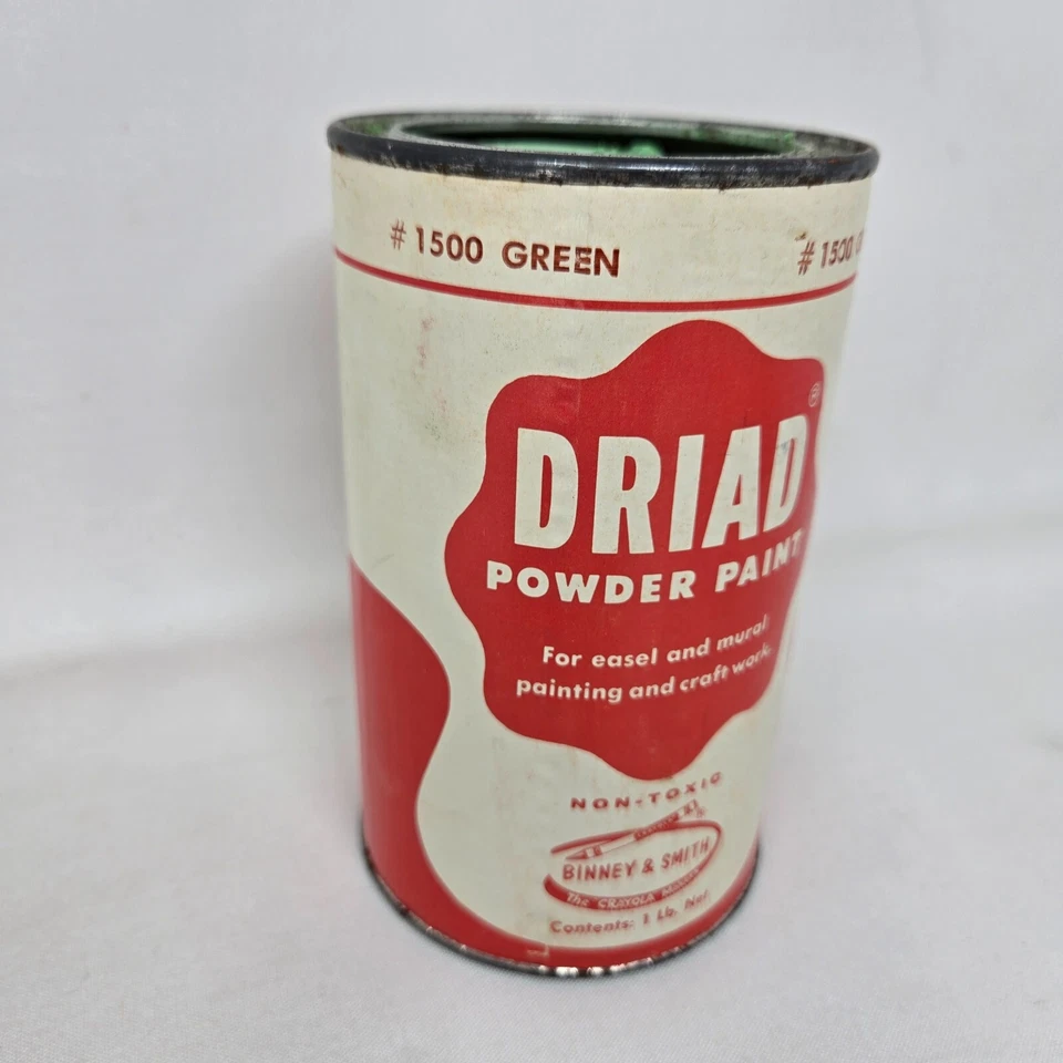 Driad Powder Binney & Smith 1 lb Can #1500 Green Vintage For Easel Mural Crafts - Image 4 of 4