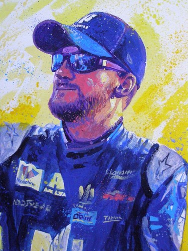 NASCAR Dale Earnhardt Jr. Retrato original pintura al óleo acrílico arte por artista - Imagen 4 de 6