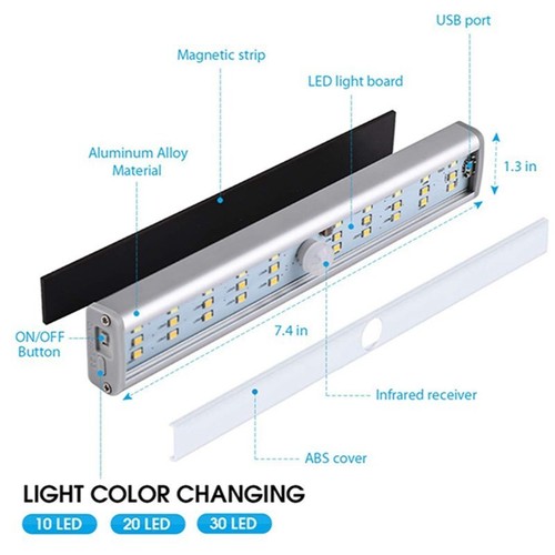 LED Motion Sensor PIR Light Cordless Battery Powered Night Light Closet Stair - Picture 6 of 13