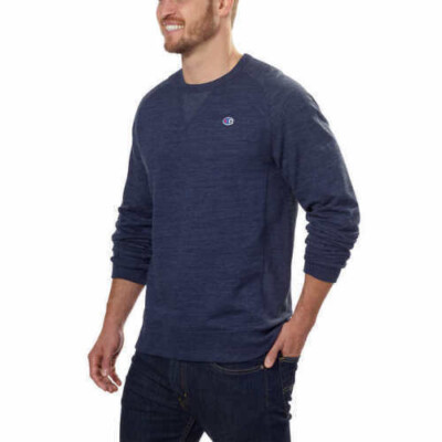 Champion Men's Textured French Terry Crew Sweatshirt, Navy - M. | eBay