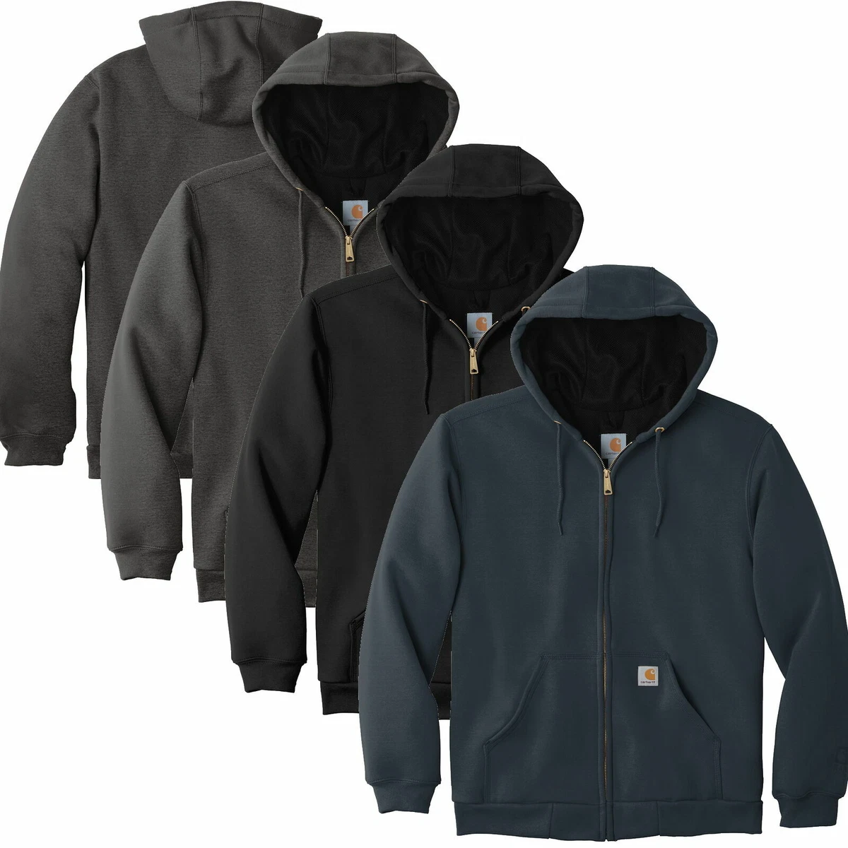 Carhartt Men Rain Defender Rutland Heavyweight Hooded Sweatshirt FULL Zip  Hoodie | eBay